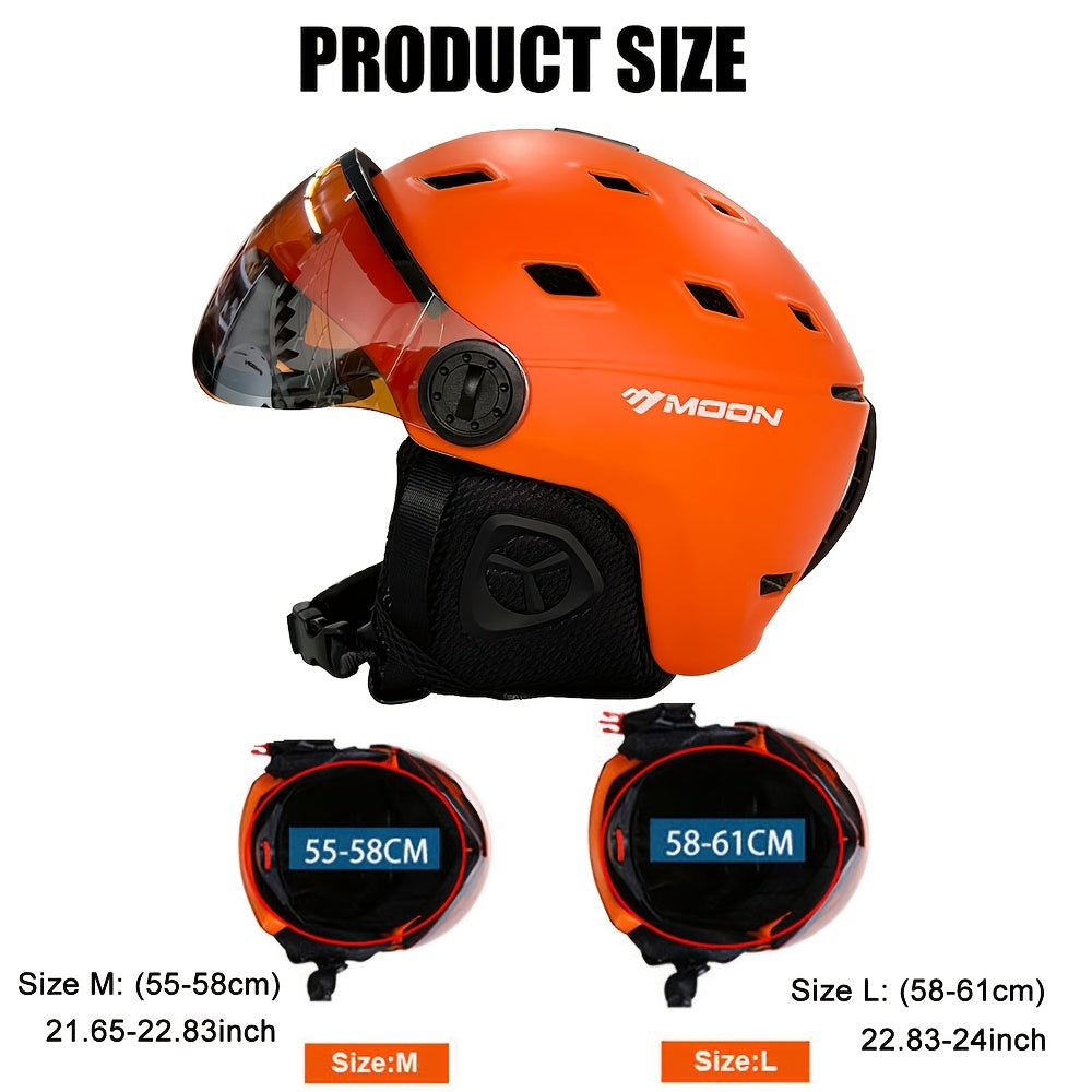MOON Skiing Helmet With Goggles PC EPS High Ski Helmet Outdoor Snowboard