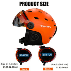 MOON Skiing Helmet With Goggles PC EPS High Ski Helmet Outdoor Snowboard
