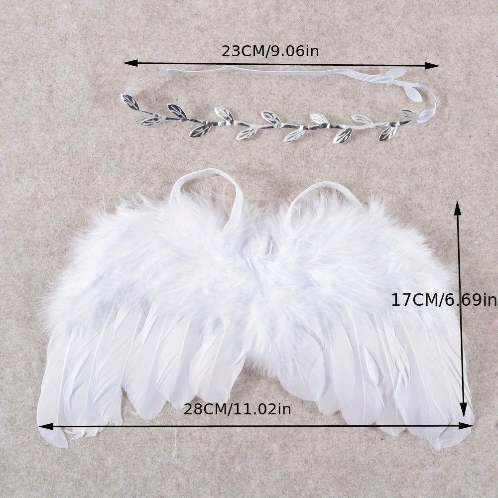 2pcs Baby Angel Feather Wings Set for Photo Props & Outdoor Party