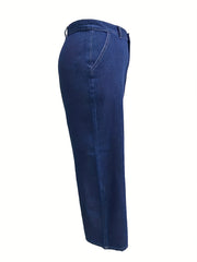  Solid High Rise Loose Fit Straight Leg Jeans
