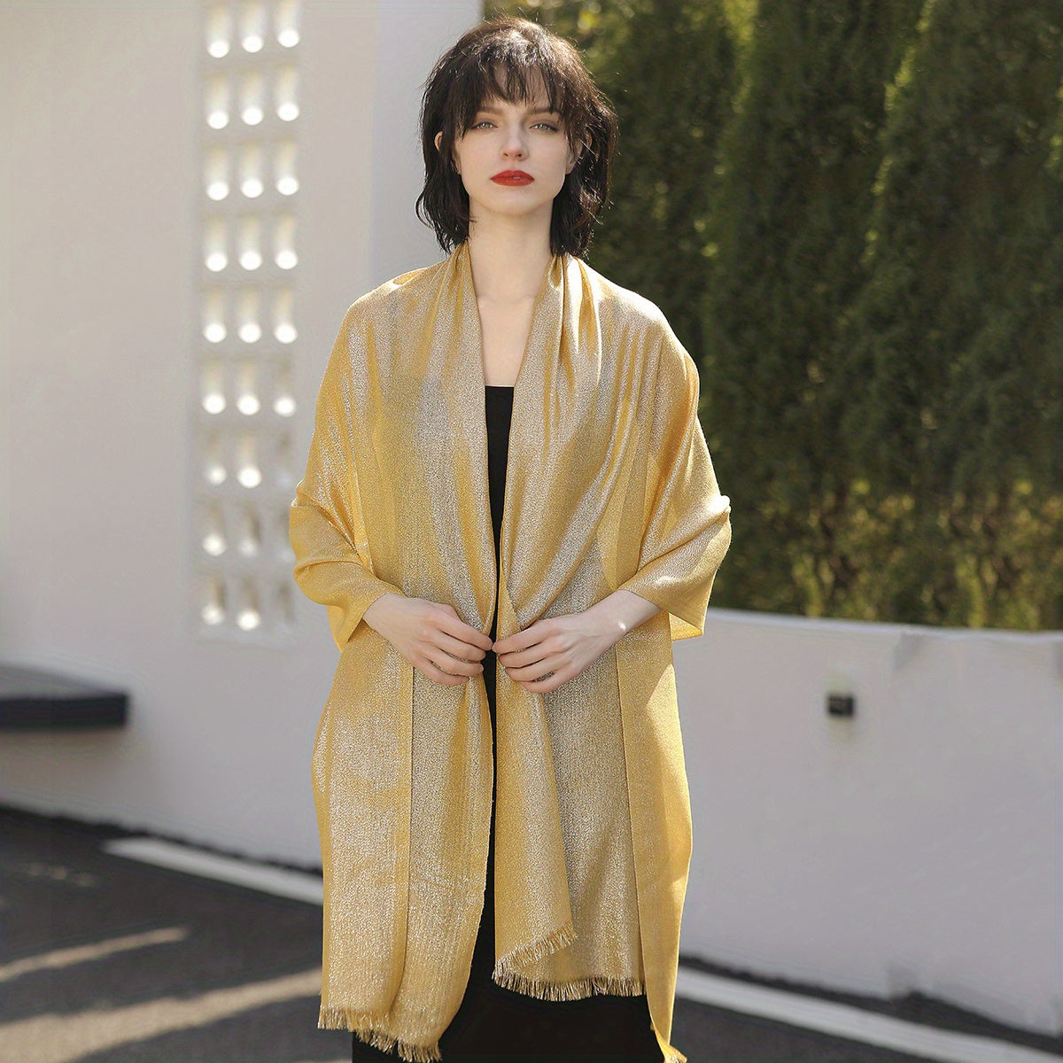 Glitter Tassel Shawl Long Scarf Wrap Women Cape For Party