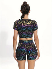 Sporty Set Short Sleeves Top & Running Short Women's Suit