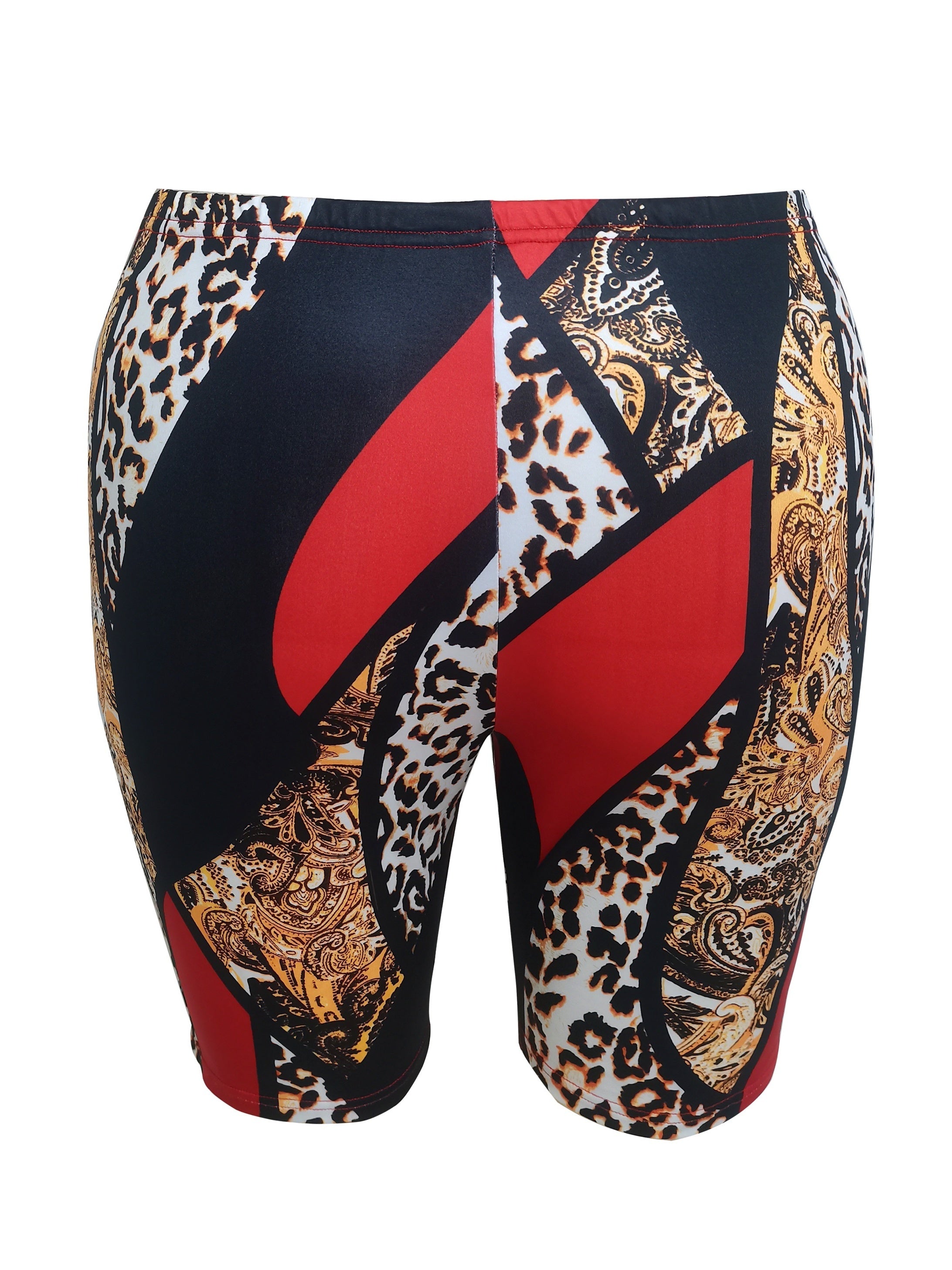Women's Plus Cross Print Tee & Leopard Shorts Set