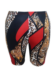 Women's Plus Cross Print Tee & Leopard Shorts Set