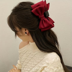 Sweet Bow Hair Claw Double Bowknot Hair Claw Nonslip Ponytail Holder