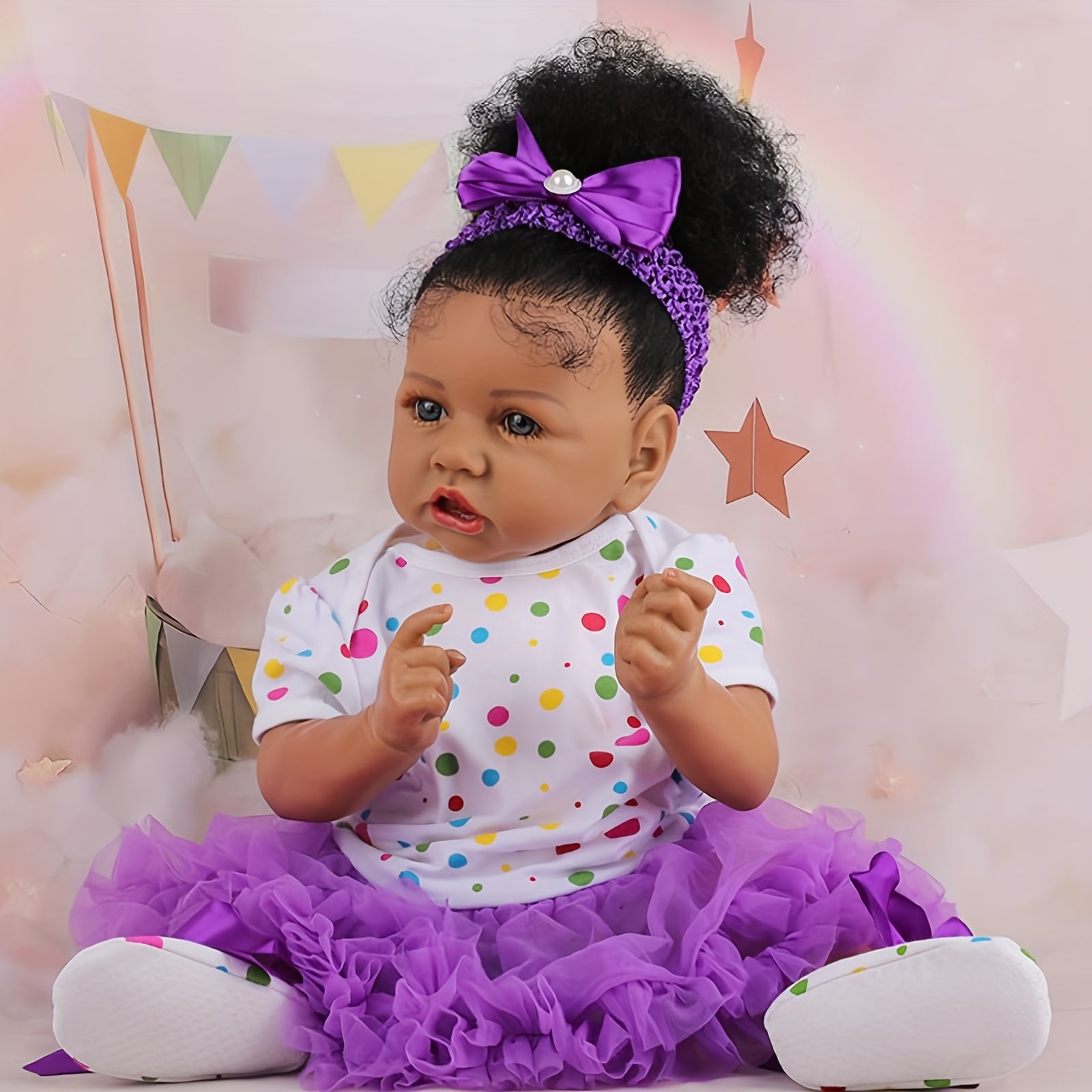 Realistic 55 Reborn Baby Doll African American Newborn Vinyl Material