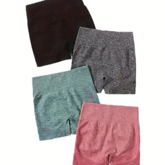 4 Pack Seamless High Waist Biker Shorts Butt Lifting Leggings