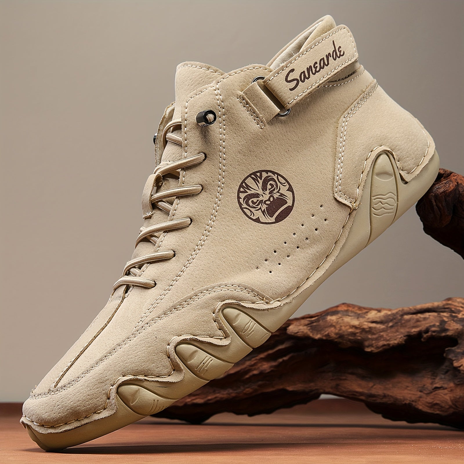 Men's Lace Up Hiking Boots Anti skid PU Leather Shoes