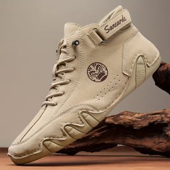 Men's Lace Up Hiking Boots Anti skid PU Leather Shoes