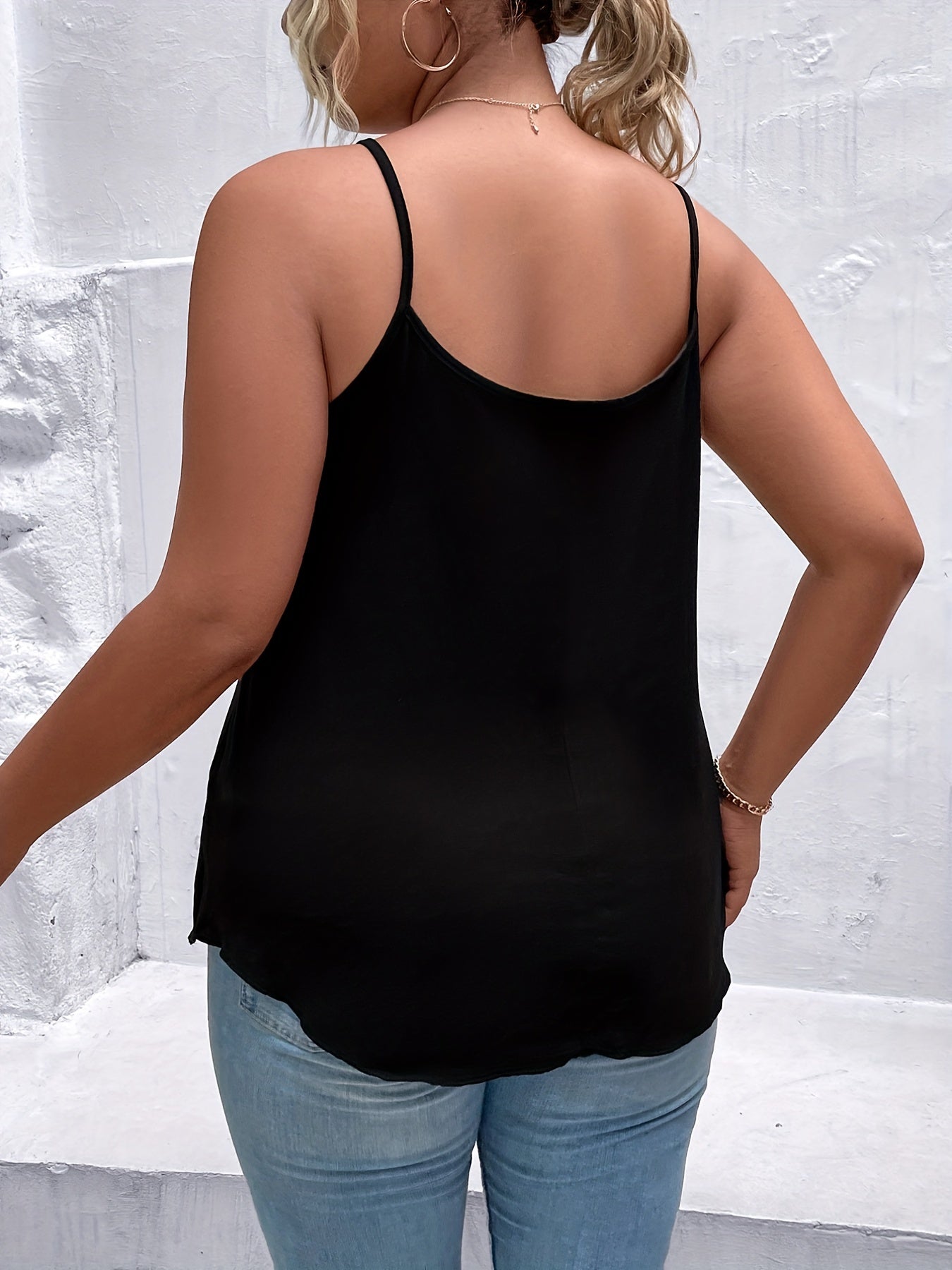  Backless Cami Top Women's Solid Round Neck Cami