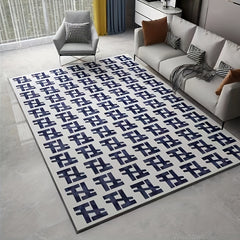 Geometric Pattern Velvet Area Rug for Living Room