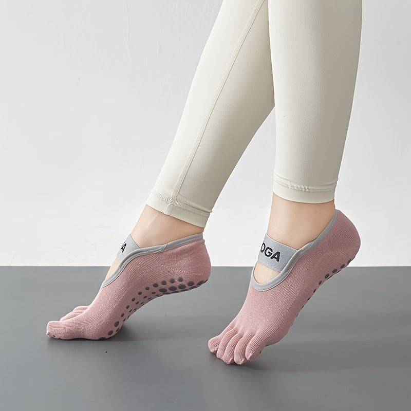 Non Slip Grippers Socks Five Toe Split Backless Boat Socks For Yoga Barre Ballet