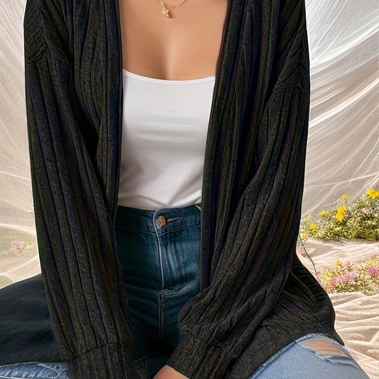  Casual Cardigan Women's Solid Open Front Long Sleeve