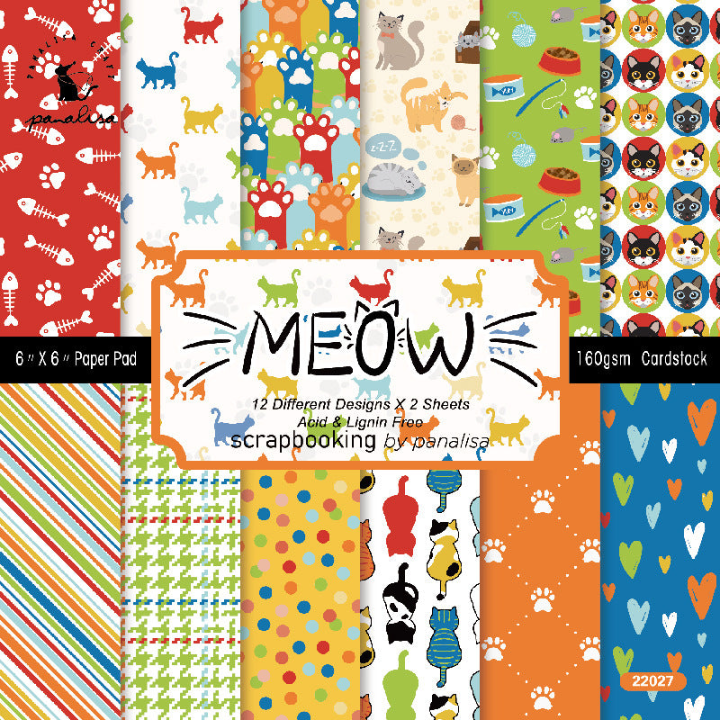 24pcs Cat Pattern Scrapbook Papers DIY Albums & Journals