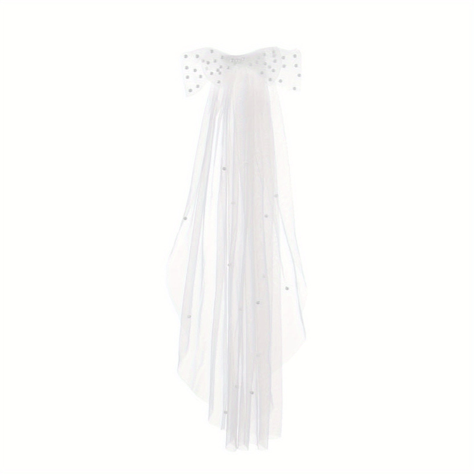 Women's Sheer Long Wedding Veil with Bow & Comb Full Train Bridal Veil
