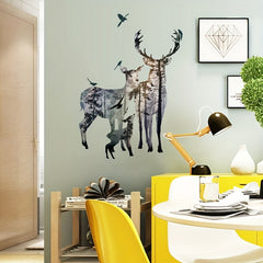 Deer Wall Stickers Elk Family Nordic Forest Painting for Home Decor