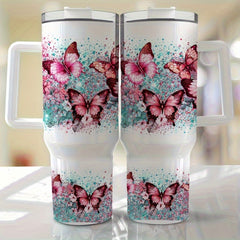2pcs Vibrant Butterfly & Floral Glass Mug Sleeves Decals