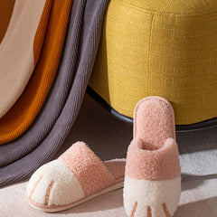 Women's Plush Indoor Slippers Warm Slip-on Shoes House Non-slip Flat
