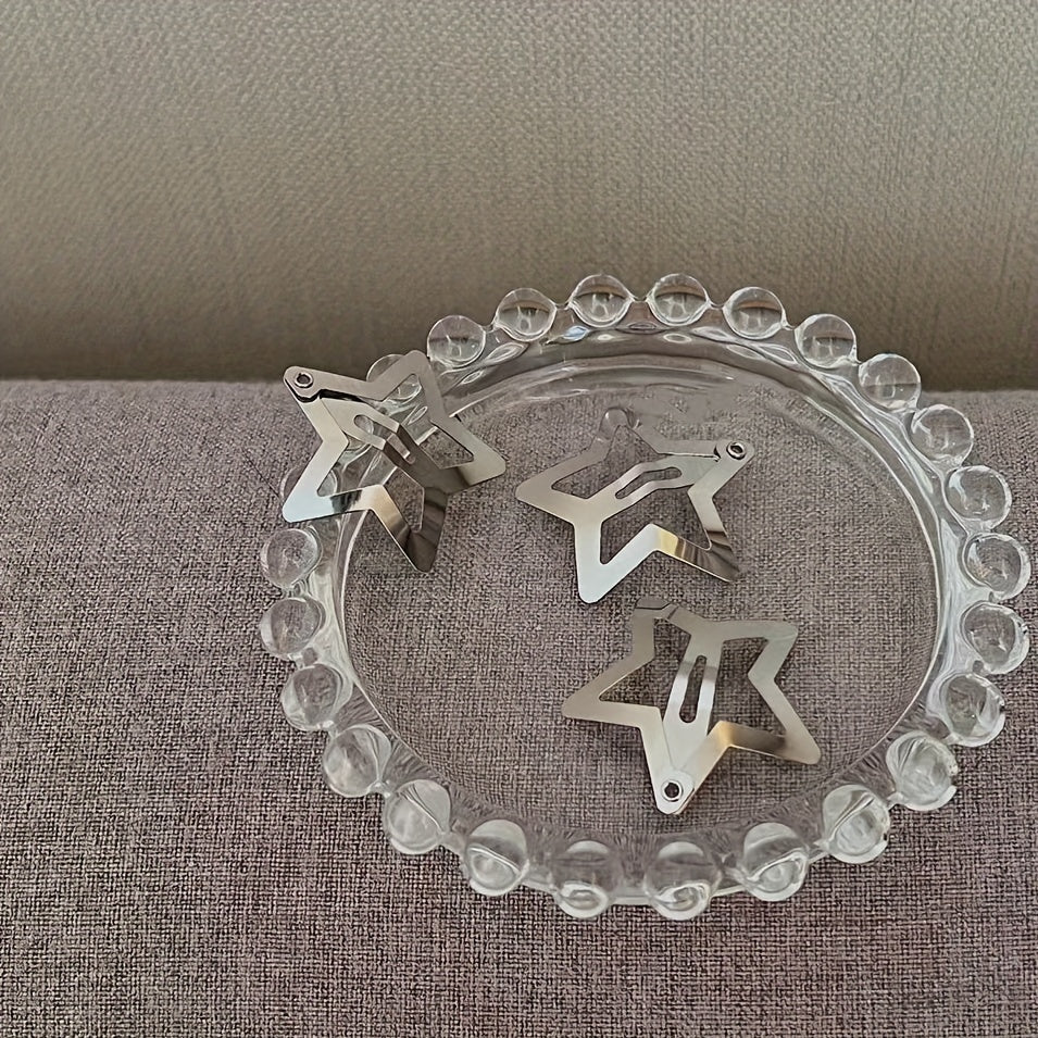 2pcs Star Shape Snap Clip Side Clip Bangs Clip Y2K Hair Accessories