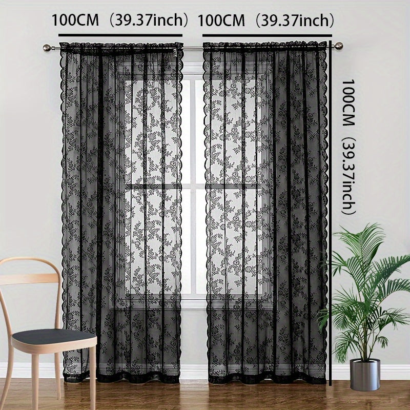 Floral Rose Embroidered Lace Curtains for Elegance in Living Room Bedroom Office