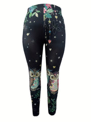  Casual Pants Women's Plus Floral & Animal Print Leggings