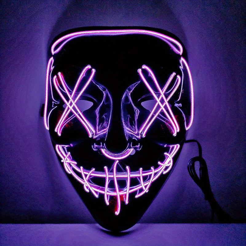 Men's Light Up Mask Led Light Up Cyberpunk Mask Halloween Dress Up Mask