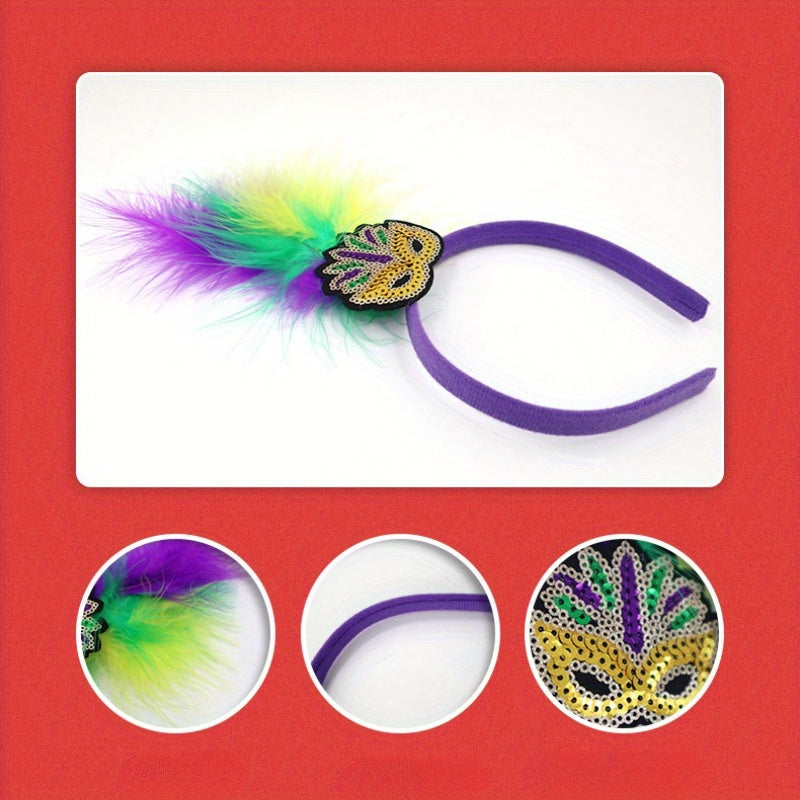 2pcs Glitter Feather Headbands for Carnival & St Patrick's Party