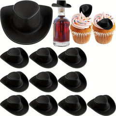 10pcs Mini Western Cowboy Hat Plastic Doll Hats Cowboy Cowgirl Hat