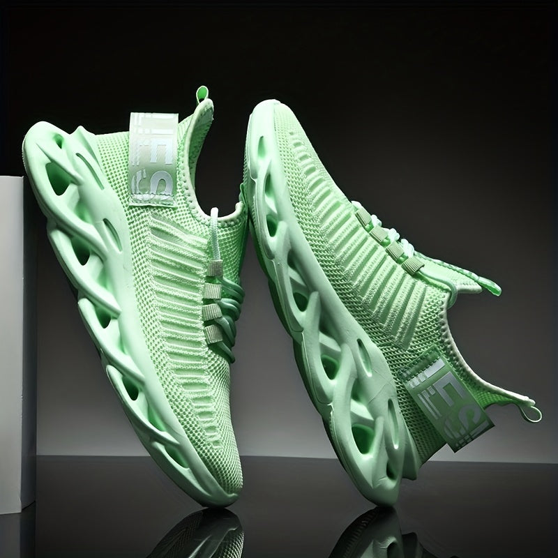 Men's Colorblock Knit Lace Up Casual Shoes Lightweight Non Slip Sneaker