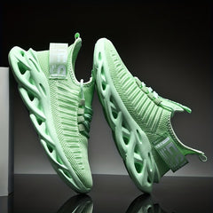 Men's Colorblock Knit Lace Up Casual Shoes Lightweight Non Slip Sneaker