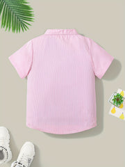 Boys Striped Short Sleeves Shirt Preppy Style for Summer Kids Clothes