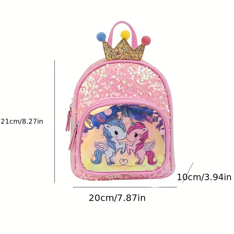 Kids Sequin Unicorn Crown Backpack for School