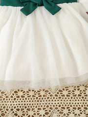 Baby Girls Colorful Dotted Mesh Belted Bow Dress Party Princess Dress