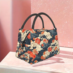 Floral Waves Insulated Lunch Bag for Beaches and Hikes