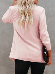  Solid Long Sleeve Open Front Workwear Blazer