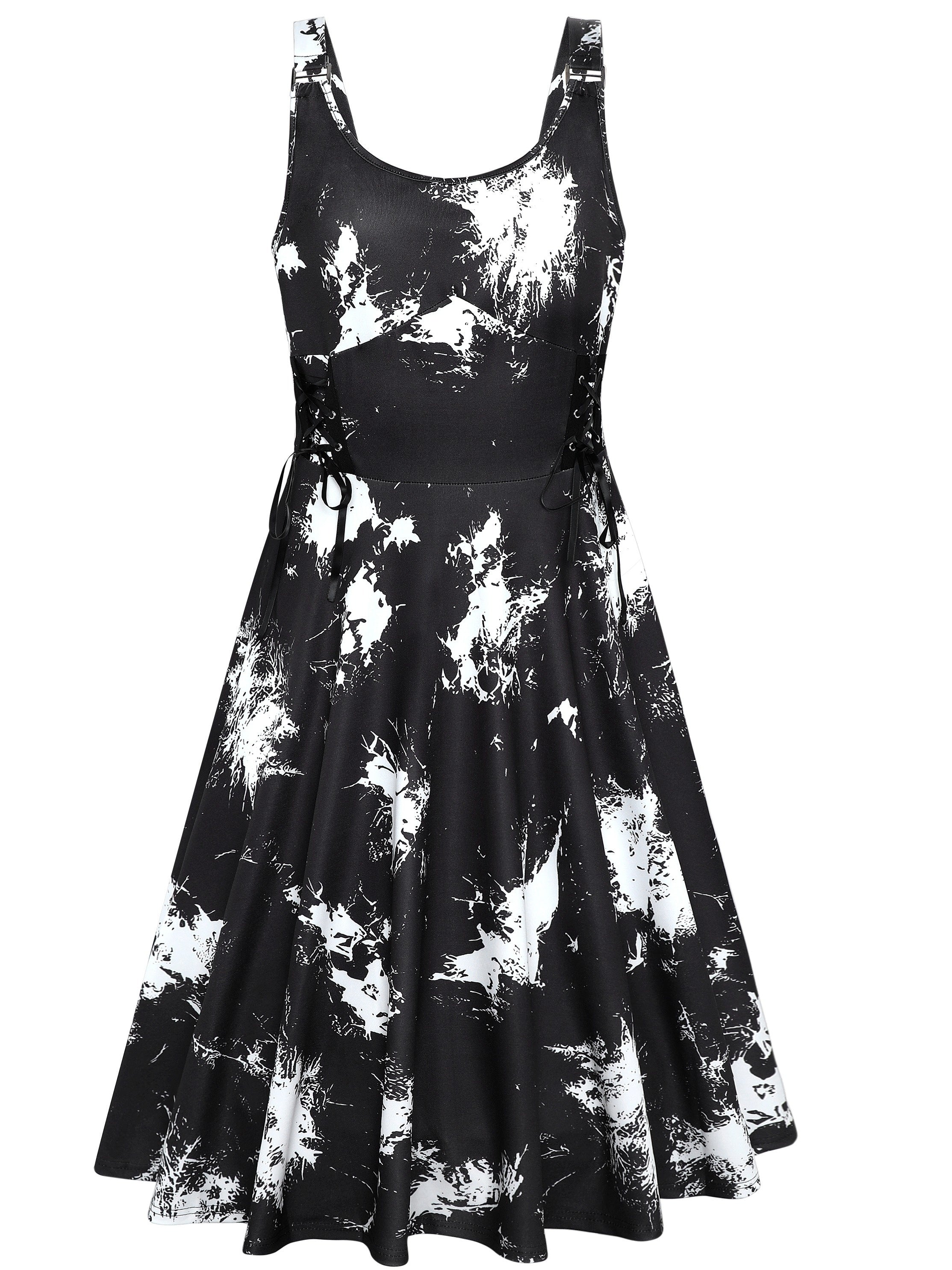  Tie Dye Lace Up Cami Dress