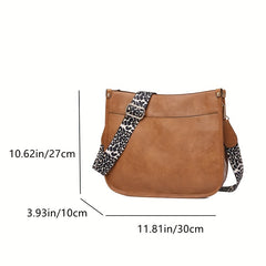 Leopard Print Crossbody Bag Saddle Shoulder Zipper Bag