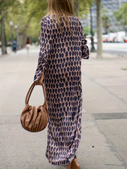  Casual Dress Women's Plus Allover Print V Neck Loose Split Dress