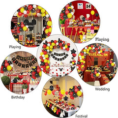 Mouse Balloon Arch & Flower Ring Set - Black/Red/Yellow Foil Birthday Decoration
