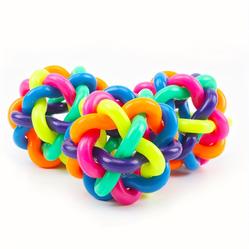 Colorful Bell Woven Ball Dog Toy with Sound Bell