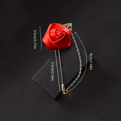 Men's Suit Golden Leaf Brooch with Chain Wedding Corsage