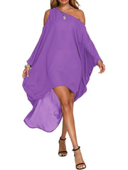 One Shoulder Cover Up Shirt Loose Fit Asymmetrical Long Sleeve Rash Guard