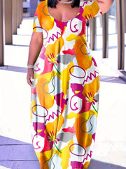 Heart & Letter Print Maxi Dress