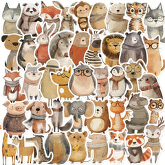 50 Hand Drawn Animal Stickers for DIY Luggage Scrapbook