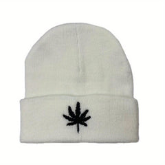 Leaf Embroidery Unisex Warm Hat Windproof Beanie