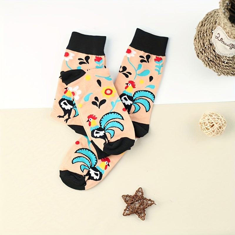 Rooster Print Socks Comfy Mid Tube Women's Stockings