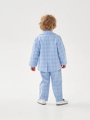 Plaid Blazer Jacket Trousers Bow Tie Set Boys Spring Fall Clothes