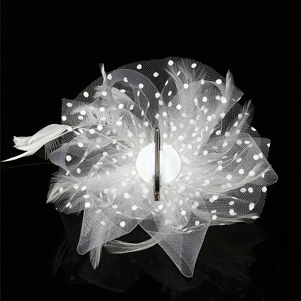 Women's 20s Fascinator Hat Feather Mesh Net Veil Tea Party Hat
