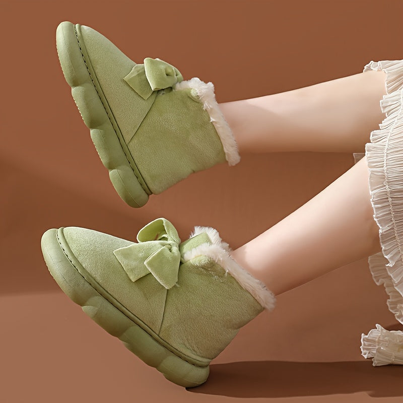 Women's Faux Fur Winter Snow Boots With Bow Decor