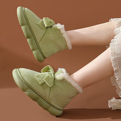 Women's Faux Fur Winter Snow Boots With Bow Decor